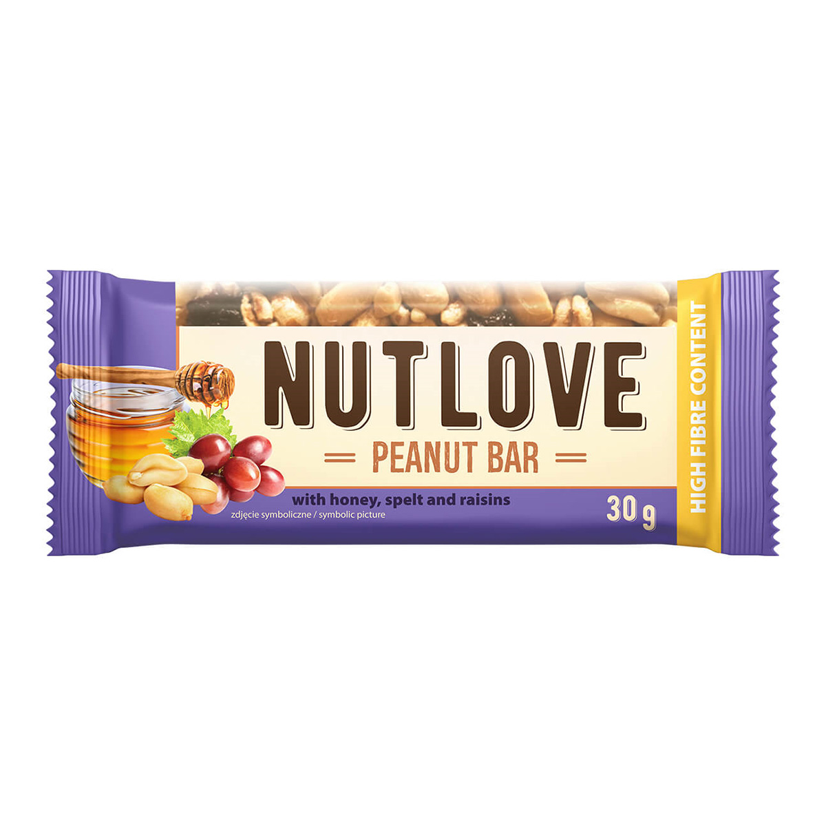 Allnutrition Nutlove Peanut Bar - 30 g Honey, Spelt and Raisins