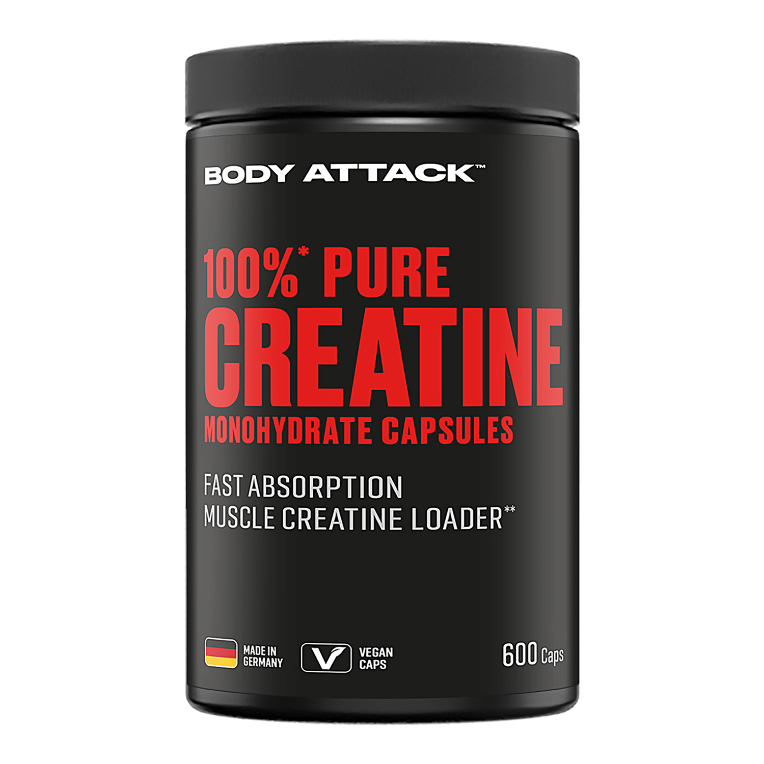 Body Attack 100% Pure Creatine - 600 Kapseln