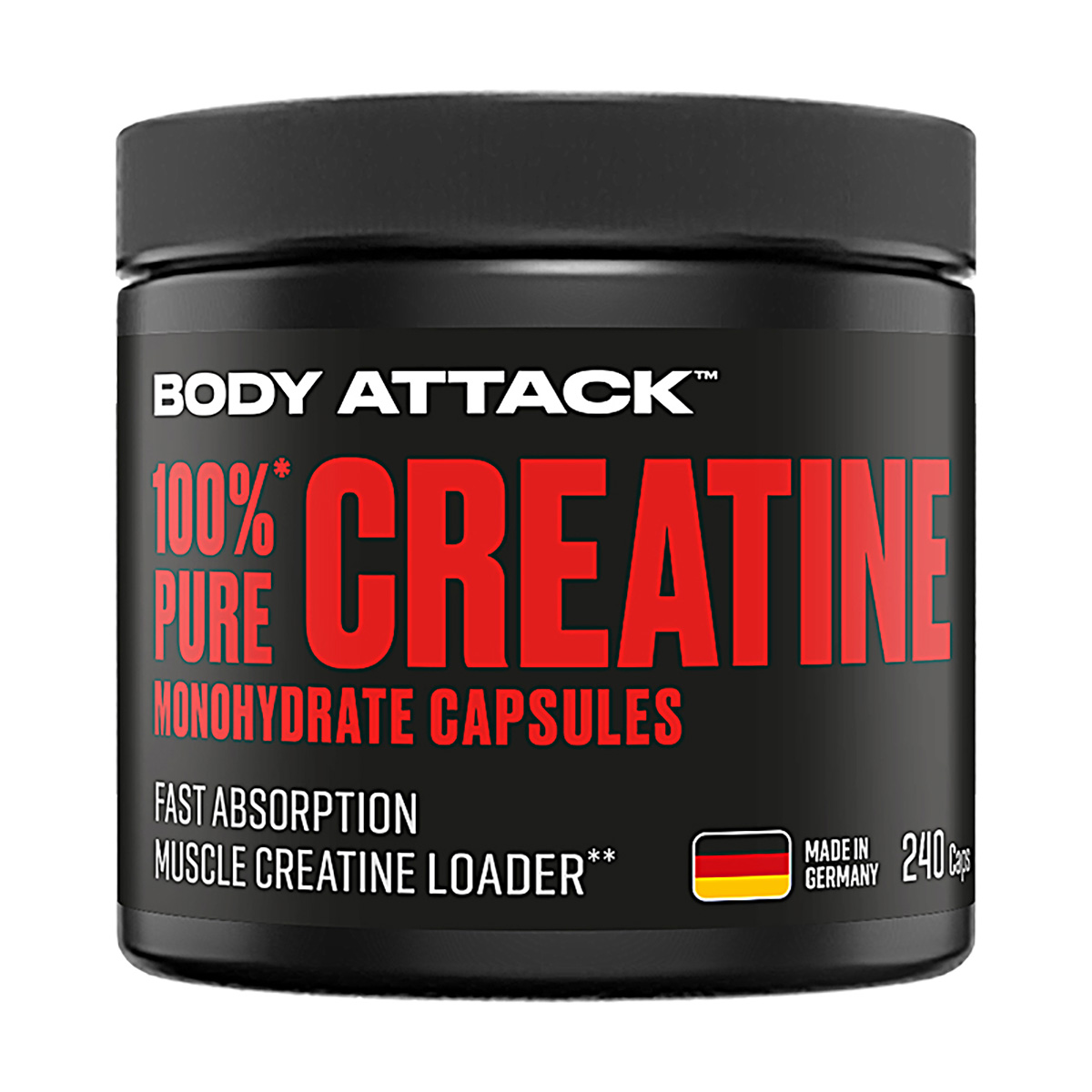 Body Attack 100% Pure Creatine - 240 Caps